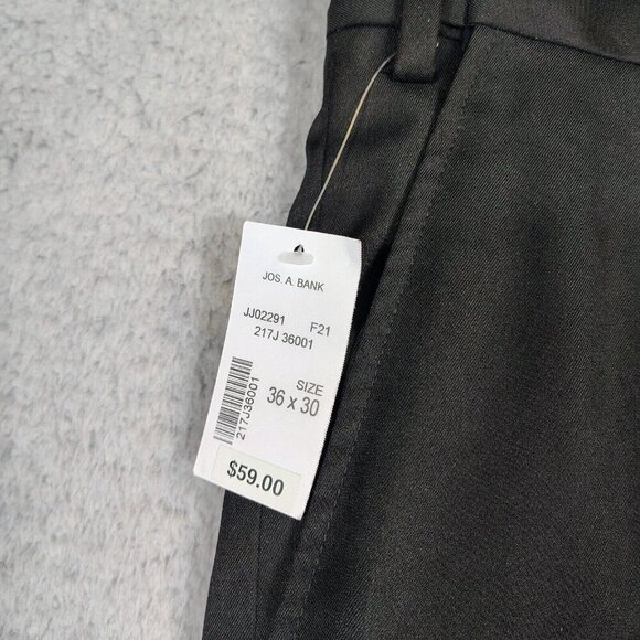 Jos. A. Bank Traveler Dress Pants Men 36Wx30L Black Tailored Fit Flat Front NWT - Picture 5 of 12